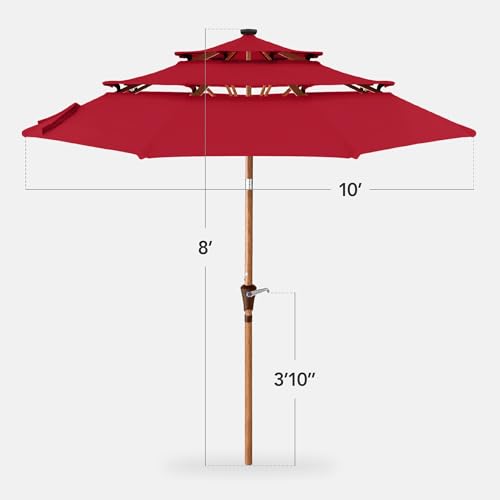 10ft 3 Tier Solar Patio Market Umbrella