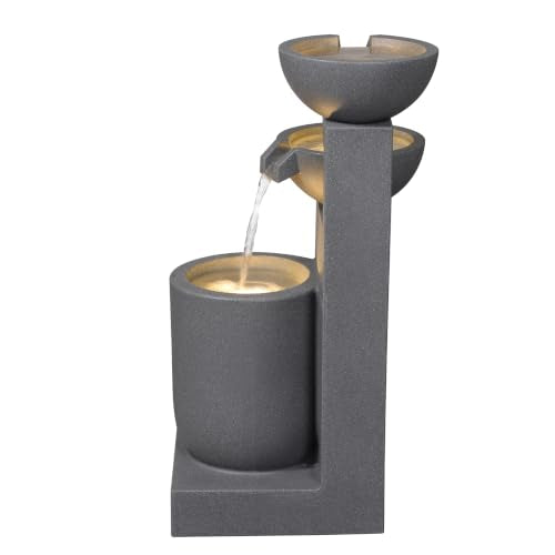 Gray Modern Tiered Bowl Fountain