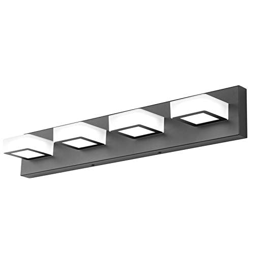 Black Vanity Light Dimmable 4 Lights LED Modern Bathroom Vanity Lighting Fixtures Modern Stainless Steel Acrylic Rotable 360° Vanity Wall Light Over Mirror