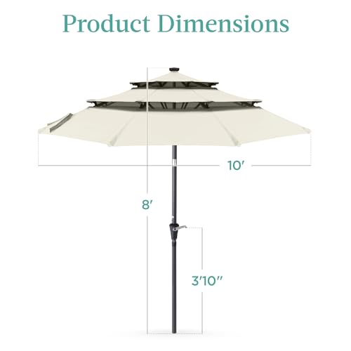 10ft 3 Tier Solar Patio Umbrella