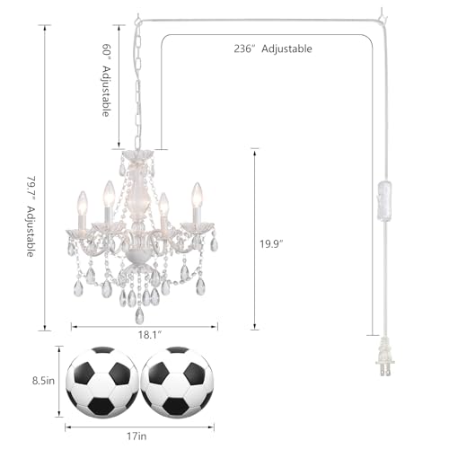 Plug in Crystal Ceramic White Chandelier