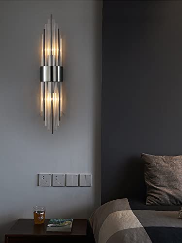 2 Light Modern Wall Sconce Black Clear Glass Crystal Vanity Light (2 Count)