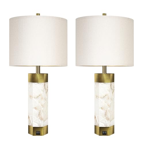 27" Alabaster Table Lamps Set of 2 (2 Count)