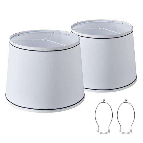 White Bedside Lamp Shades Set of 2 Replacement (2 Count)