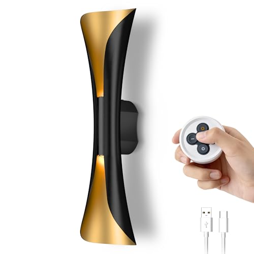 Battery Operated Wall Sconce with Remote Art Deco Cordless Sconces