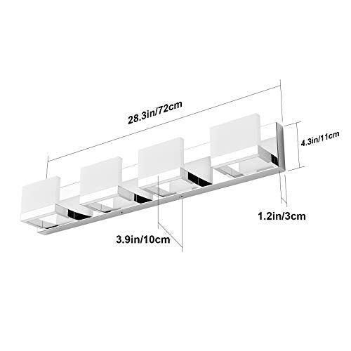4 Lights LED Modern Vanity Light Chrome Bathroom Lighting Fixture Up and Down Bathroom Wall Light Over Mirror