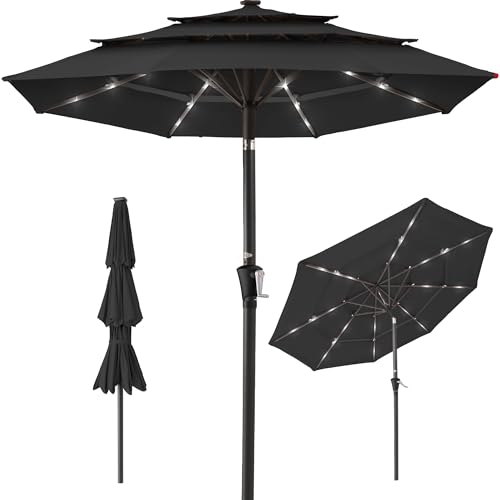 10ft 3 Tier Solar Patio Umbrella