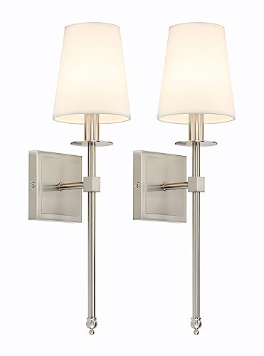 Bedroom Wall Lamps Set of 2 Brushed Nickel Bathroom Sconces (2 Count)
