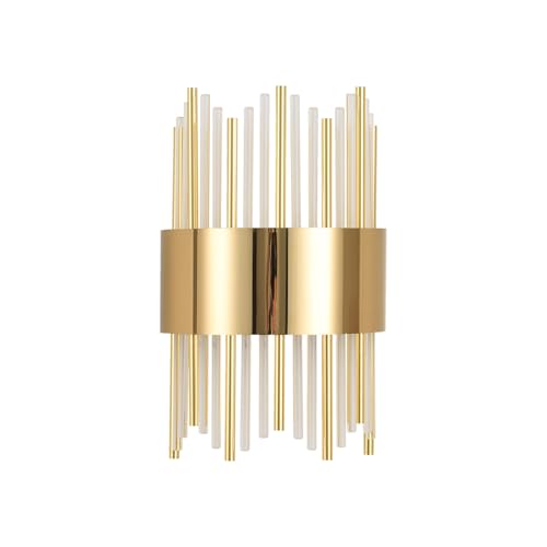 Gold Wall Sconces LED Dimmable Modern Crystal Wall Sconces Gold Wall Light Titanium Vanity Wall Light for Bedroom