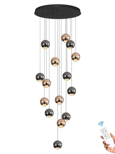 Chandeliers for Dining Room Flush Mount Dimmable Round Ceiling Light for Living Room 15 Lights Crystal Raindrop Chandelier D24''xH118''