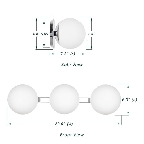 Chrome Globe Bathroom Vanity Light Fixtures