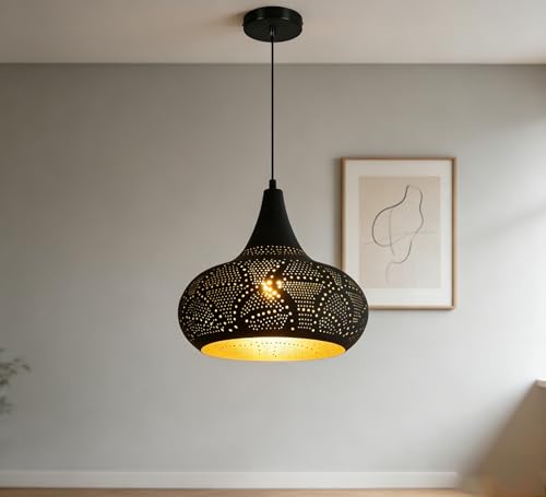 Black Pendant Light Fixture Vintage Hanging Lamp Hollow Chandelier
