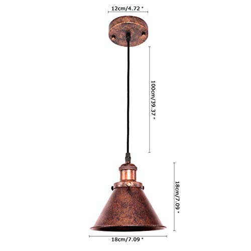 Farmhouse Pendant Light Rustic Cone Shade Mounted Fixture Hanging Ceiling Lamp Antique Painted Vintage Finish Small Light