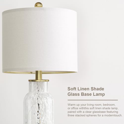 22" Glass Table Lamps Set of 2 with Night Light for Bedroom (2 Count)