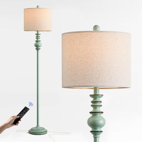 64.25" Farmhouse Floor Lamp with Remote (Rustic Blue)