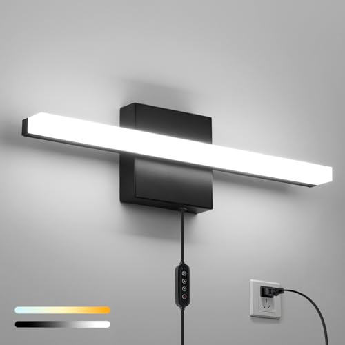 Black Plug in Vanity Light Bar Corded for Bathroom Lighting Fixture No Wiring