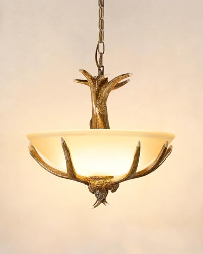 Rustic Resin Deer Chandelier with 3