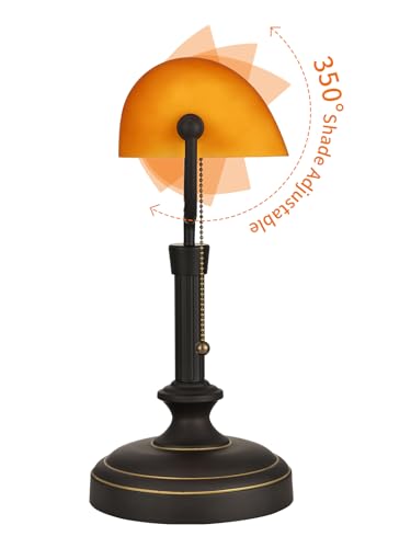 Traditional Banker's Desk Lamp with Glass Shade