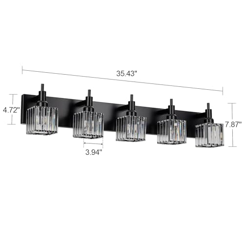Black Crystal Bathroom Vanity Light 5