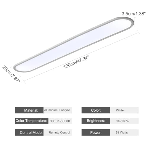 4FT LED Flush Mount Ceiling Light