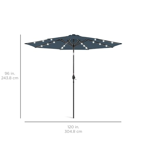 10ft Solar Polyester LED Lighted Patio Umbrella w