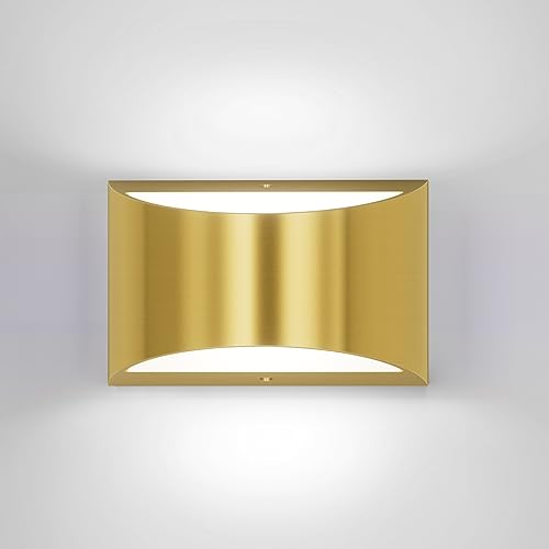 Brushed Brass Wall Sconce Indoor Wall Lights Hardwired 1 Pack Up and Down Wall Mount Light for Living Room Bedroom Hallway Corridor Conservatory Cool White 6000K