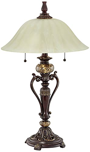 Amor 26" Tall Table Lamp Alabaster Glass Bronze Brown Accent Cottage