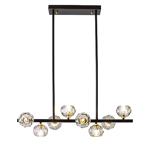 Modern Crystal Chandelier Dining Room Light fixtures Black Chandeliers with Crystal Ball Shade 8