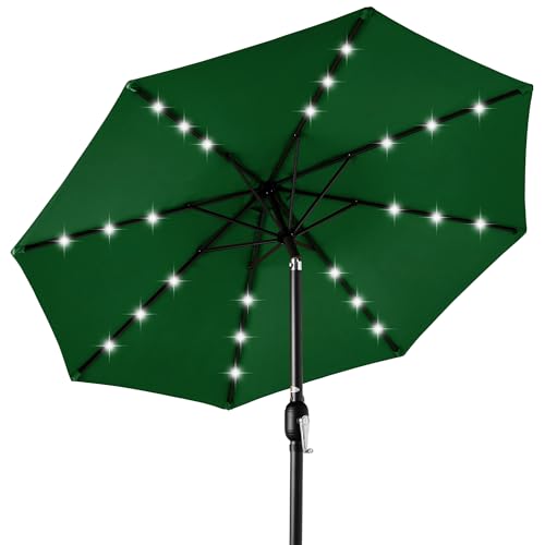 10ft Solar Polyester LED Lighted Patio Umbrella w (10 Feet)