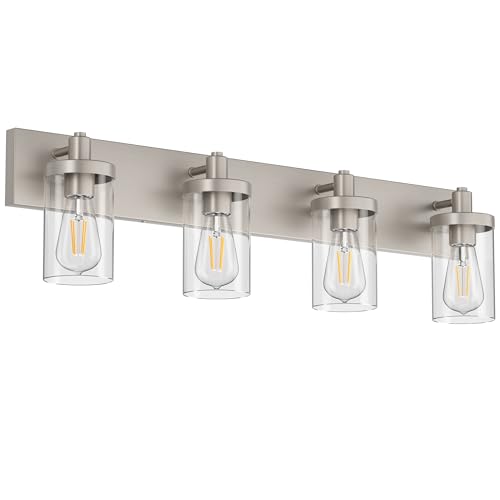 Brushed Nickel Bathroom Light Fixtures 4 Lights Vanity Light for Bathroom Lighting Fixtures Over Mirror