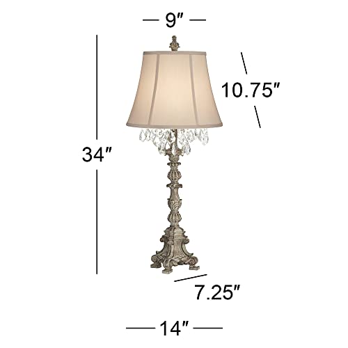 Duval 34" Large Buffet Table Lamps Set of 2 French Candlestick Bronze (2 Count)
