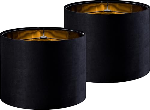 Black Velvet Lamp Shades Set of 2 (2 Count)