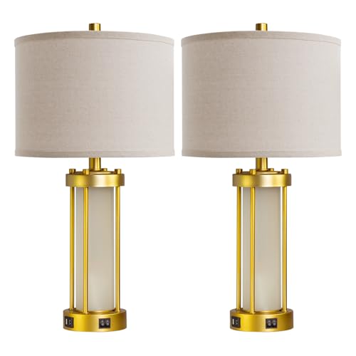 Modern Table Lamps for Living Room Set of 2 with 2 USB Ports (2 Count)