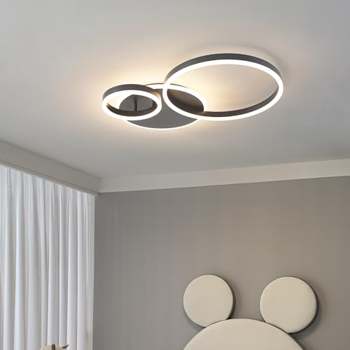Modern Dimmable LED Flush Mount Ceiling Light Remote Control Acrylic Ring Chandelier