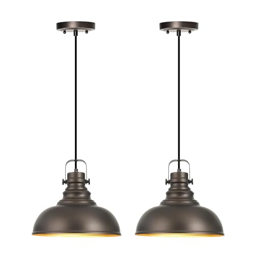 2 Packs Farmhouse Pendant Lights Kitchen Island Adjustable Pendant Light Fixtures Rustic Industrial Hanging Lamp (2 Count)