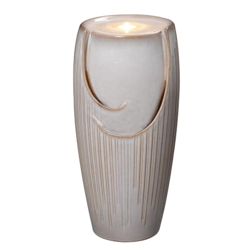 Ivory Ceramic Pillar Fountain