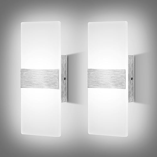 Set of 2 12W Dimmable Modern LED Wall Sconce Cool White (2 Count)