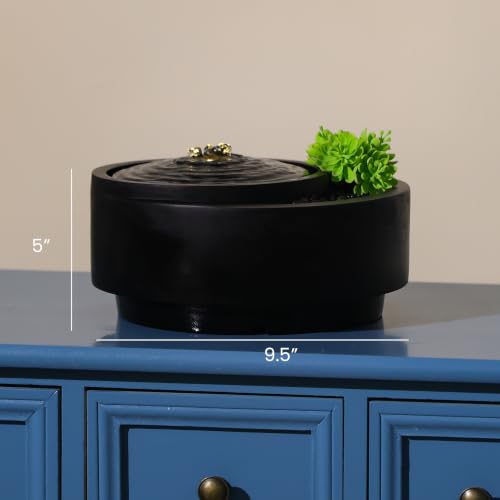 Table Fountain Indoor Water Zen Garden Decor with Succulent Plant