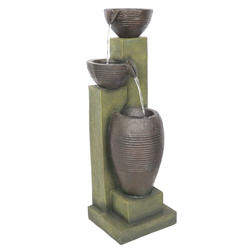 32" Tall 3 Tier Basins Water Fountain with LED Lights