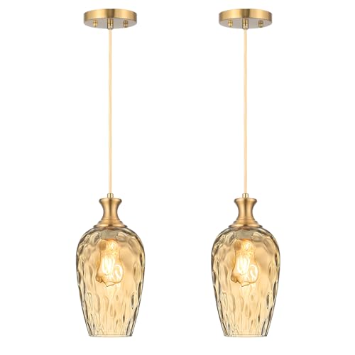 Amber Glass Pendant Lights Kitchen Island