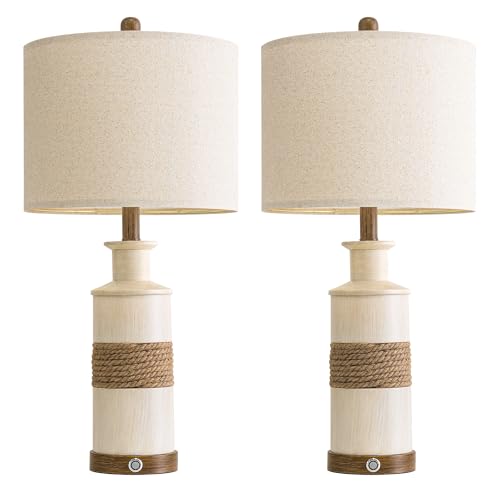 24.5" Farmhouse Boho Table Lamps Set of 2 (2 Count)