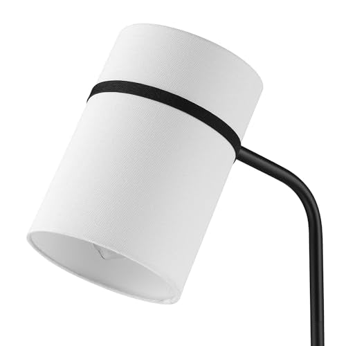 62" Matte Black Floor Lamp with White Fabric Shade