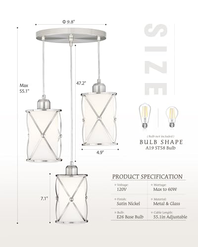 Brushed Nickel Dining Room Chandelier Light Fixture