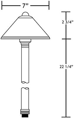 VOLT Conehead 12V Black Brass Path Light (7" Shade, 25" Tall) for Low Voltage Landscape Lighting on Outdoor Pathway, Walkway, Garden, Driveway or Patio - Aura Lighting