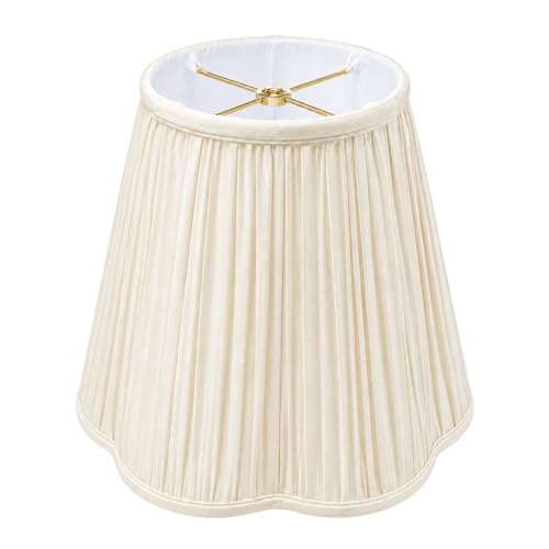 BS-754-14EG Bottom Scallop Gather Pleat Basic Lamp Shade, 7 x 14 x 11.5, Eggshell