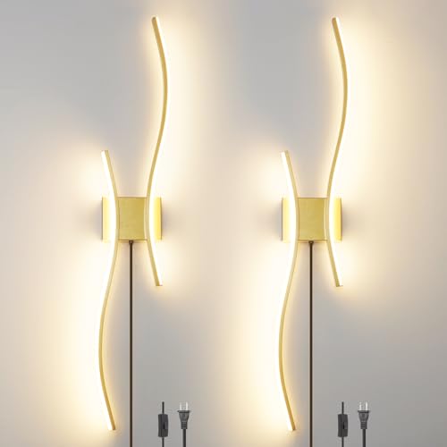 Modern Gold Plug in Wall Sconces Set of 2 (2 Count)