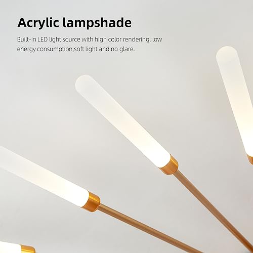 41.3" Ceiling Light Modern Flower Shape Ceiling Lamp for Living Room Dining Room Semi Flush Mount Metal Acrylic Sputnik Firework Petal LED Lighting Fixture