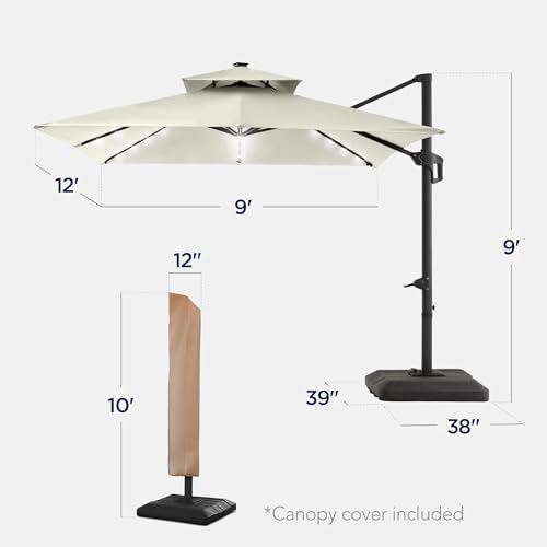 9x12ft LED Cantilever Patio Umbrella w