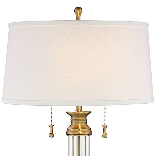 Rolland 30" Gold Large Table Lamp Crystal Antique and USB Dimmer Light