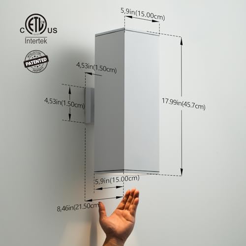18" Modern Outdoor Porch Light in 2 Lights (2 Count)